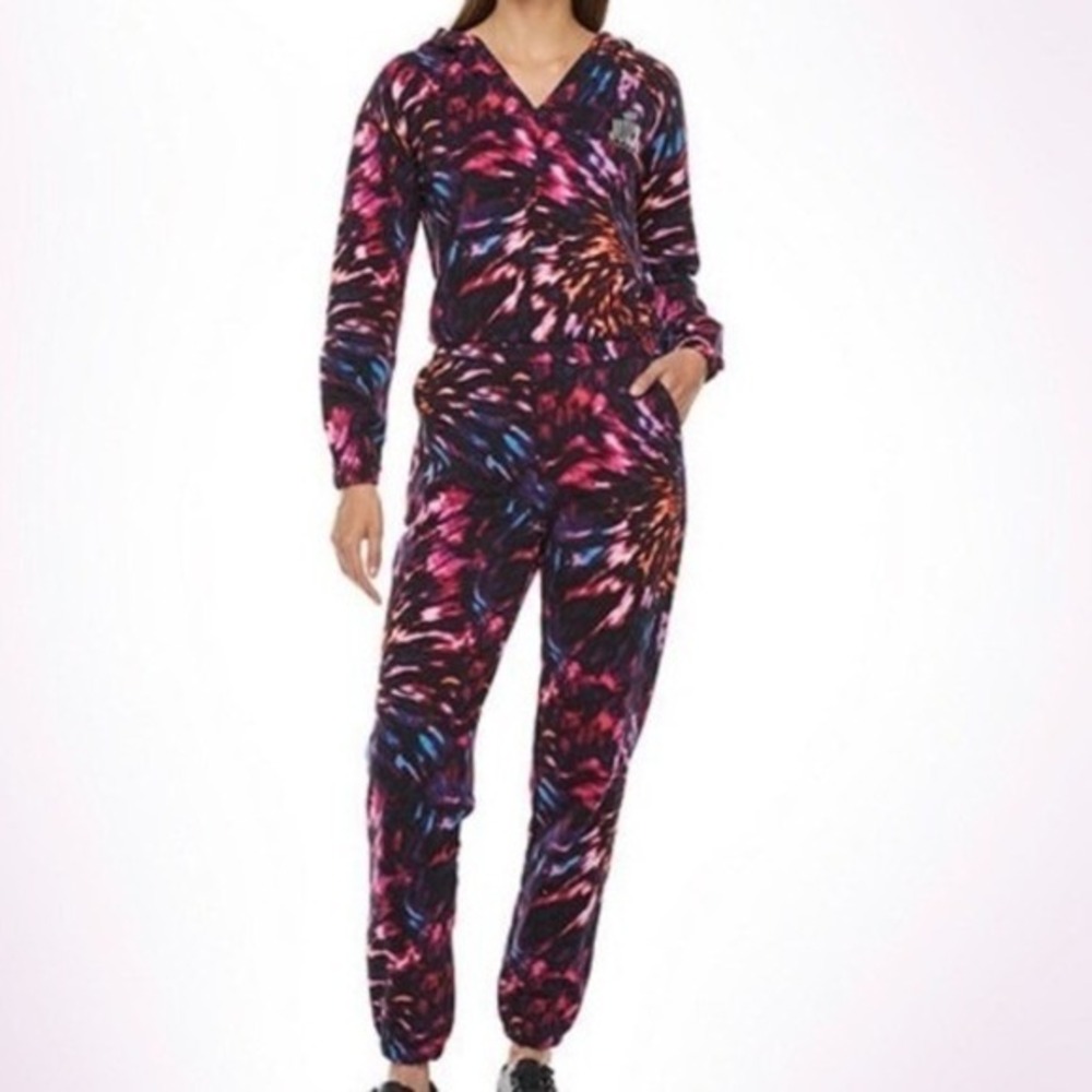 Juicy Couture hooded jumpsuit tie dye swirl